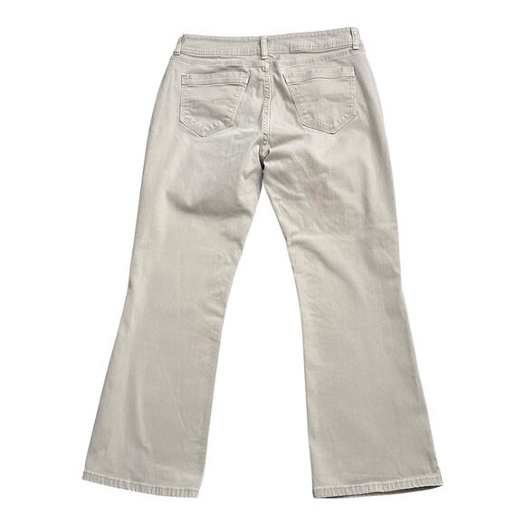 RIDERS by Lee Womens Petite Size 14P Beige Tan Boot Cut Denim Jeans 28" Inseam - Picture 2 of 6
